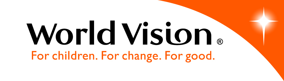 Logo of World Vision with the tagline 'For children. For change. For good.'