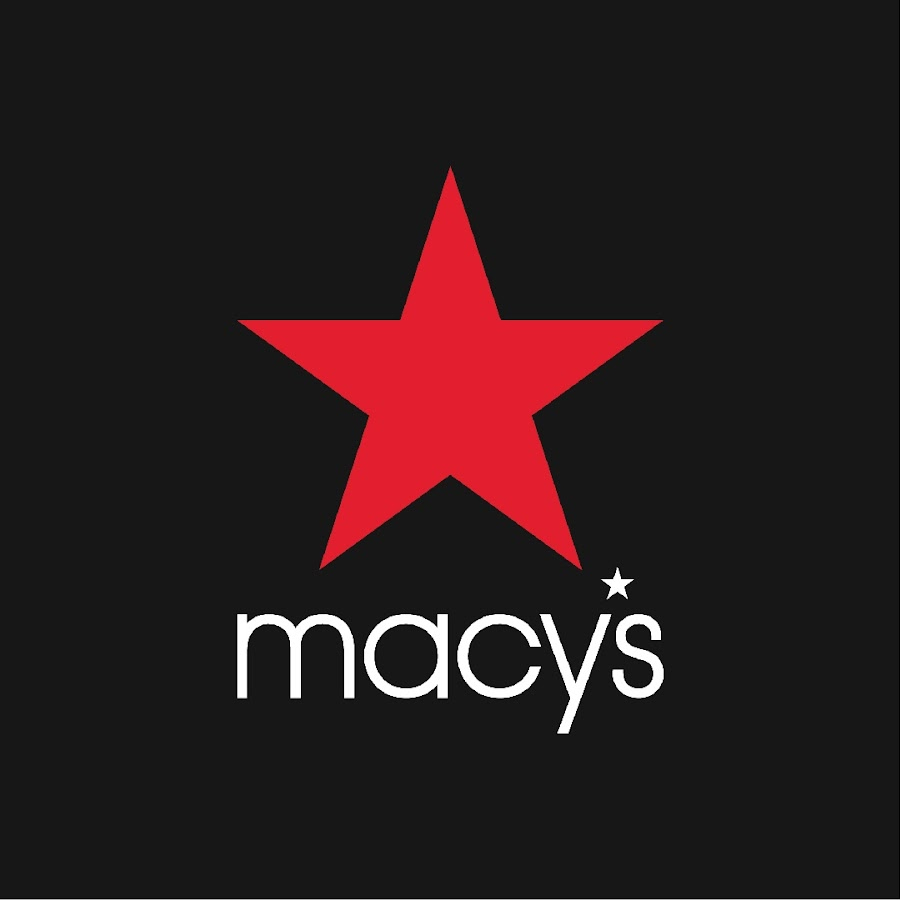 Logo of Macy's featuring a large red star on a black background, with the brand name 'macys' in white below.