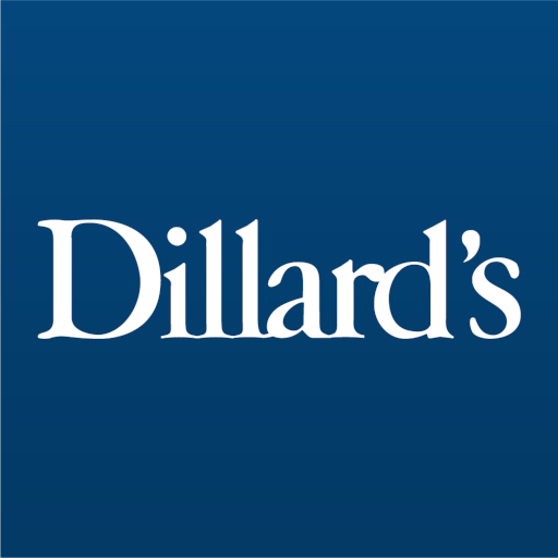 Logo of Dillard's, featuring the brand name in white lettering on a blue gradient background.